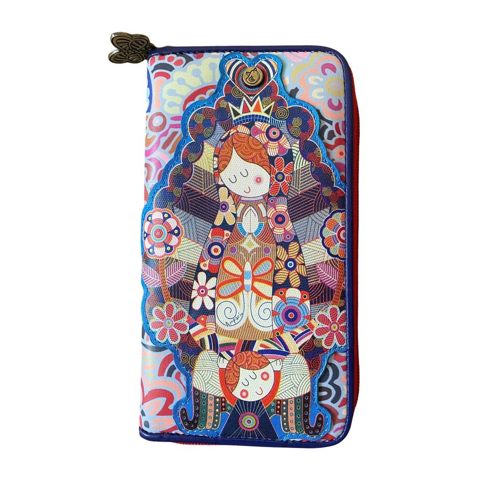 Distroller Virgencita Plis Wallet Mexican Folk Art Zip Around Wallet Guadalupe